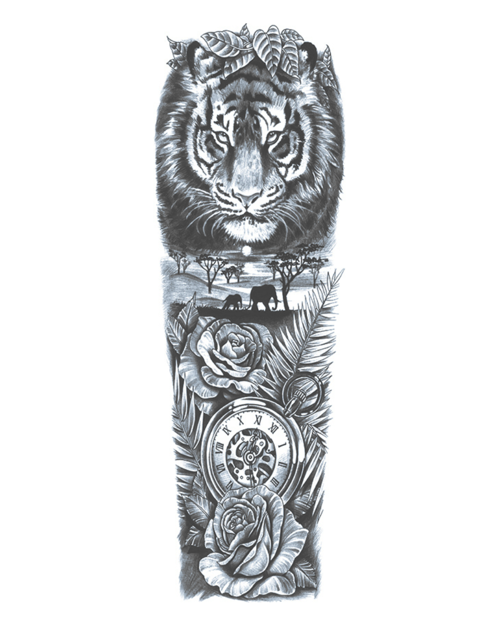 Tiger, Rose & Clock Sleeve