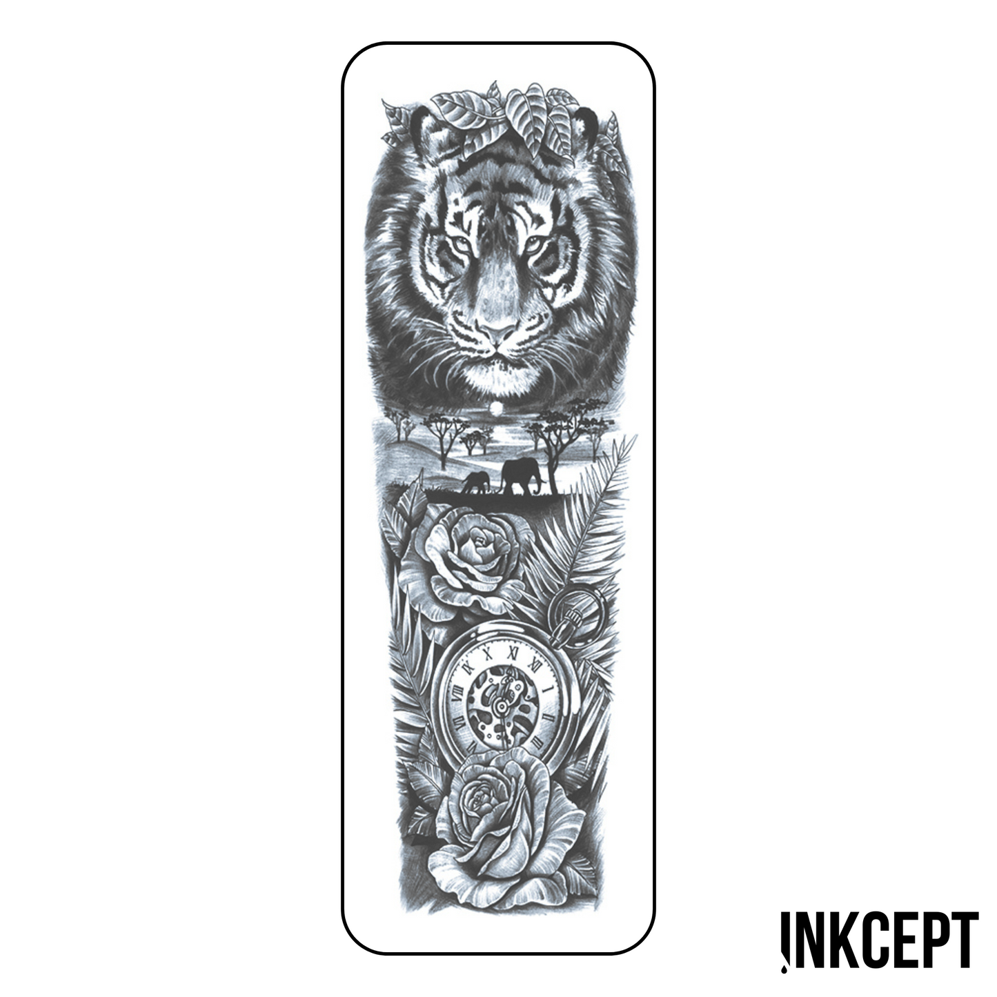 Tiger, Rose & Clock Sleeve